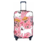 GQSZCYHLKL Housse de protection élégante pour valise, motif bouledogue français et fleurs, avec impression double face, design élastique pour un maintien sûr et une protection contre les rayures