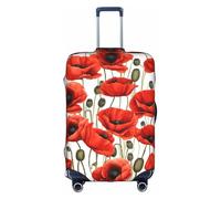 GQSZCYHLKL Housse de protection élégante pour valise, motif coquelicot rouge, avec impression double face, design élastique pour un maintien sûr et une protection contre les rayures, blanc, M
