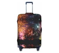 GQSZCYHLKL Housse de protection élégante pour valise, motif feu d'artifice 3D, avec impression double face, design élastique pour un ajustement sûr et une protection contre les rayures, blanc, L