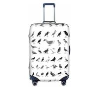 GQSZCYHLKL Housse de protection élégante pour valise, motif oiseaux noir et blanc, avec impression double face, design élastique pour un maintien sûr et une protection contre les rayures, blanc, S