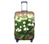 GQSZCYHLKL Housse de valise Lilies of The Valley élégante avec impression double face, design élastique pour un maintien sûr et une protection contre les rayures, blanc, M
