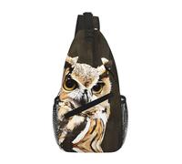 GQSZCYHLKL Sac à bandoulière décontracté pour homme avec imprimé hibou d'extérieur avec design multi-poches - Sac avant léger et spacieux pour les voyages, le travail et un usage quotidien, Noir