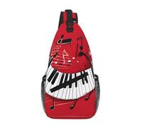 GQSZCYHLKL Sac à bandoulière décontracté pour homme avec motif notes de musique piano avec plusieurs poches - Sac avant léger et spacieux pour les voyages, le travail et un usage quotidien, Noir