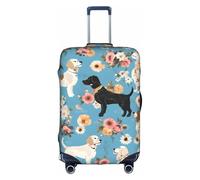 GQSZCYHLKL Sweet Basset Hound Florals Housse de protection élégante pour sac de voyage avec impression double face, design élastique pour un maintien sûr et une protection contre les rayures, blanc