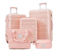 GQTYBZ Set de Valises Rose, Tailles M-L-XL, Bagages Rigides en ABS, Valise Week-End Légère, Trolley Valise avec 4 roulettes Silencieuses à 360° et Serrure à Combinaison, pour Voyage