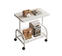 GQTYBZ Table d’Appoint, Table Basse avec roulettes, Table d'Appoint en Forme De c, Table à Café pour Salon Chambre Balcon, Blanc