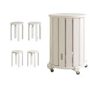 GQTYBZ Tabourets Empilables en Bois 4 en 1, Lot De 4 Tabourets De Bar Ronds, Tabouret Roulette Portable, Tabouret pour Chambre Salon Cuisine Bistro (Blanc, 35 × 35 × 53 cm avec roulettes)