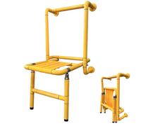 Gqudyi Chaise de Douche Strapontin Murale,SièGe de Douche Mural Rabattable,Design avec Anneau Lumineux,Capacité de Charge de 100kg,Convient Aux Personnes âGéEs et Aux Femmes Enceintes(Color:Jaune)