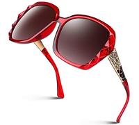 GQUEEN Lunettes de Soleil Femme Polarisées Retro Classique Carrées Lunettes Grand Cadre Protection UV400