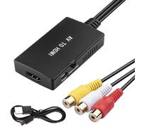GQunit Convertisseur RCA vers HDMI, adaptateur AV vers HDMI, convertisseur audio vidéo composite CVBS pour PC, ordinateur portable, TV, Wii, Xbox, PS2, PS3, STB, VHS, VCR, lecteurs DVD Blu-Ray