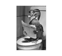 GQVCJSW Impression sur toile représentant un canard assis sur les toilettes et lisant un journal (3) - Décoration murale pour salon, chambre à coucher - 30 x 45 cm