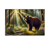 GQVCJSW Impression sur toile représentant un ours noir américain dans les rayons de la forêt et la prairie - Décoration murale pour salon, chambre à coucher - 50 x 75 cm