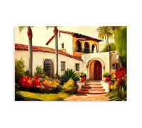 GQVCJSW Impression sur toile représentant une maison mexicaine, Hacienda mexicaine pour décoration de chambre à coucher, bureau, chambre, cadeau 20 x 30 cm
