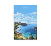 GQVCJSW Poster de voyage de Guernesey, îles Anglo-Normandes sur toile - Décoration murale pour salon, chambre à coucher - 40 x 60 cm