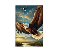 GQVCJSW Poster sur toile Aigle à tête blanche en vol_ Aigle majestueux pour décoration de chambre à coucher, bureau, chambre, cadeau 30 x 45 cm