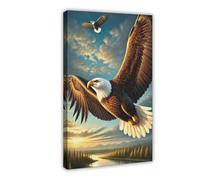 GQVCJSW Poster sur toile Aigle à tête blanche en vol_ Aigle majestueux pour décoration de chambre à coucher, bureau, chambre, cadeau 30 x 45 cm