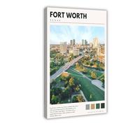 GQVCJSW Poster sur toile Fort Worth Dallas Texas - Décoration murale pour salon, chambre à coucher - 50 x 75 cm
