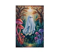 GQVCJSW Poster sur toile Ghost Is Flying in The Champignon Forest - Décoration pour chambre à coucher, bureau, chambre - Cadeau 50 x 75 cm