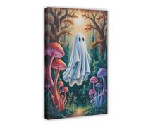 GQVCJSW Poster sur toile Ghost Is Flying in The Champignon Forest - Décoration pour chambre à coucher, bureau, chambre - Cadeau 20 x 30 cm