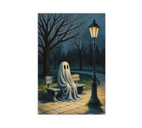 GQVCJSW Poster sur toile Ghost Is Sitting on The Bench - Décoration pour chambre à coucher, bureau, chambre - Cadeau - 60 x 90 cm