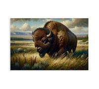 GQVCJSW Poster sur toile Monarch of The Plains, Bison Art, American Buffalo - Décoration de chambre à coucher, bureau, chambre, cadeau - 20 x 30 cm