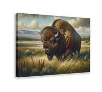 GQVCJSW Poster sur toile Monarch of the Plains, Bison Art, American Buffalo - Décoration de chambre à coucher, bureau, chambre, cadeau (50 x 75 cm)