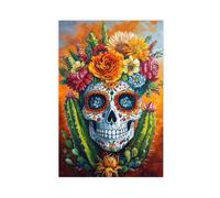 GQVCJSW Poster sur toile motif tête de mort mexicaine avec cactus, décoration de chambre à coucher, bureau, chambre, cadeau 40 x 60 cm