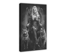 GQVCJSW Poster sur toile Mythologie nordique, art viking, académie sombre, décoration de chambre à coucher, bureau, cadeau 60 x 90 cm