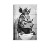 GQVCJSW Poster sur toile Warthog assis sur les toilettes en train de lire un journal - Décoration pour chambre à coucher, bureau, chambre à coucher - 40 x 60 cm