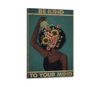 GQVCJSW Poster vintage « Be Kind To Your Mind » sur toile pour décoration de chambre à coucher, bureau, chambre, cadeau 40 x 60 cm