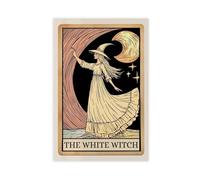 GQVCJSW Poster vintage sur toile de tarot de sorcière blanche - Motif soleil et lune - Décoration pour chambre à coucher, bureau, chambre - Cadeau - 40 x 60 cm