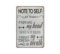 GQWJKSZ Affiche murale en métal avec inscription « Note humoristique à moi-même, juste parce que ça me vient à l'esprit » (20 x 30 cm)