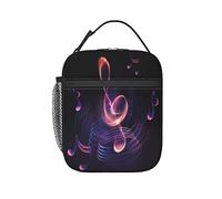 GQWJKSZ Boîte à déjeuner isolée avec clé de sol et notes contre le personnel musical, sac à déjeuner réutilisable, refroidisseur, sac fourre-tout Bento