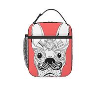 GQWJKSZ Bouledogue français sucre crâne Frenchie mignon Art Rave boîte à déjeuner isolée, sac à déjeuner réutilisable seau à déjeuner refroidisseur Bento sac fourre-tout