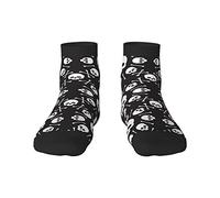 GQWJKSZ Casual Novelty Crew Chaussettes 12 pouces Funny Skull Flower Bones Full Print Jogging Running Fitness Sport Yoga Gym Fashion Chaussette pour hommes femmes fille garçon
