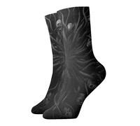 GQWJKSZ Casual Novelty Crew Chaussettes 12 pouces Horror Skull And Bones Full Print Jogging Running Fitness Sport Yoga Gym Mode Chaussette Pour Hommes Femmes Fille Garçon