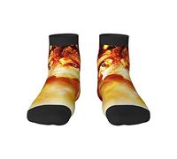 GQWJKSZ Casual Novelty Crew Chaussettes 12inch Wild Wolf Animal In Fire Full Print Jogging Running Fitness Sport Yoga Gym Fashion Chaussette pour Hommes Femmes Fille Garçon