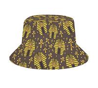 GQWJKSZ Chapeau de Seau de Plage pour Adultes du Roi égyptien Antique pour Adultes, Casquette de pêcheur Pliable, Chapeaux de Soleil imprimés de Voyage