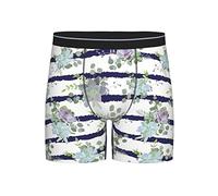 GQWJKSZ Coloré Succulent sur Stripe Hommes Boxer Slip Longue Jambe sous-Vêtements Mode Mémoires pour Hommes Adultes Adolescents