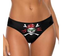 GQWJKSZ Culotte de Bikini Taille Basse pour Femme avec tête de Mort et os croisés et Yeux de Pirate