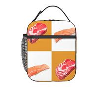 GQWJKSZ Délicieux sac à déjeuner au saumon et au Steak, boîte à déjeuner isolée Durable, sac fourre-tout réutilisable pour adultes, sac isotherme réutilisable