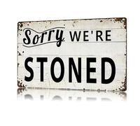 GQWJKSZ Désolé, nous sommes défoncés, panneau en métal vintage, drôle, en étain, pour homme, caverne, garage, panneau en aluminium, décoration murale rétro pour bar, pub, 20 x 30 cm