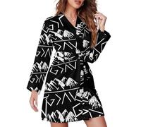 GQWJKSZ Dieu est plus grand femmes peignoir genou longue Spa Robe chemise de nuit col châle Robes légères