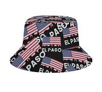 GQWJKSZ El Paso TX Drapeau Américain Plage Seau Chapeau pour Adultes Pêche Pêcheur Chapeau de Soleil Voyage Imprimer