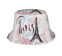GQWJKSZ Hand Drawn Paris Tour Eiffel Bucket Hats for Women Men Unisex Summer Fisherman Hats Teens Sun Protection Cap Packable Trendy Travel Beach Vacation Cap Black
