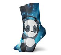 GQWJKSZ Hommes Femmes Chaussette Courte 30 cm Panda Écouter De La Musique Classique Chaussettes Athlétiques Bas Mignons Pour La Course À Pied Cadeaux De Remise En Forme