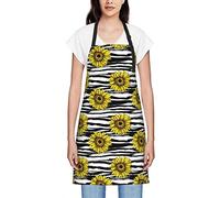 GQWJKSZ Motif de tournesol Tabliers à rayures noires et blanches pour femmes hommes Tablier à bavette imperméable Tabliers de chef pour la cuisine Cuisson Cuisson Barbecue Jardinage