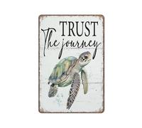 GQWJKSZ Panneau décoratif « Faites confiance au voyage », tortue de mer, décoration de plage, affiche en métal humoristique, art mural, 20 x 30 cm