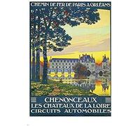 GQWJKSZ Panneau en étain Châteaux de la Loire France Affiche de train vintage Rue Garage Famille Café Bar Ferme Salle de bain Porte Décoration murale Plaque rétro 8 x 12 pouces Meilleur cadeau