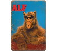 GQWJKSZ Panneau métallique rétro en étain, Vintage Alf extraterrestre des années 80, émission de télévision pour enfants, panneau en aluminium pour la maison, décoration murale de café, 8x12 pouces